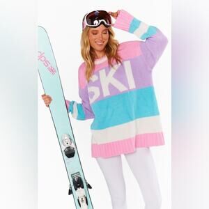 Show Me Your Mumu Ski Pastel Cable Knit Oversized Sweater Size 2X NWT winter